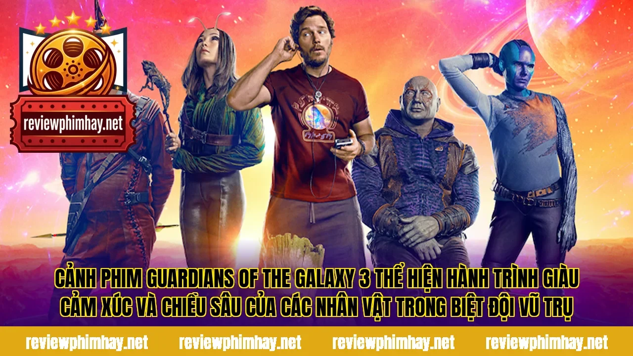 Cảnh phim Guardians of the Galaxy 3 thể hiện hành trình giàu cảm xúc và chiều sâu của các nhân vật trong biệt đội vũ trụ